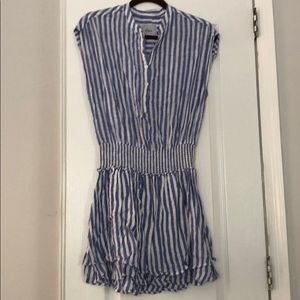 Blue and white striped dress